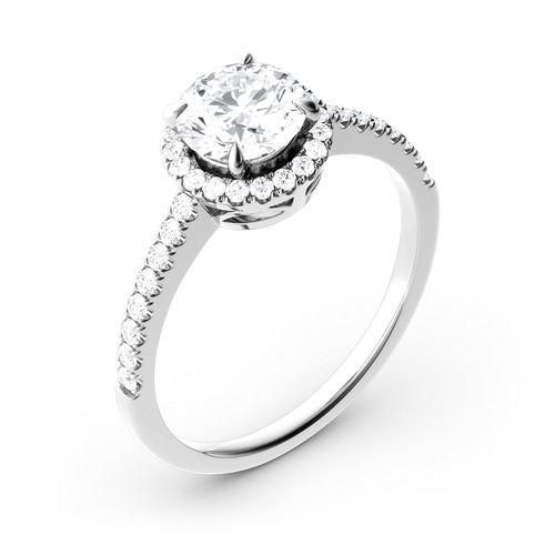 Moissanite Halo Round Cut Gold Ring